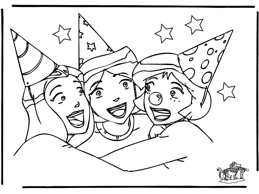 Coloriage de Totally Spies en mission dans un décor urbain