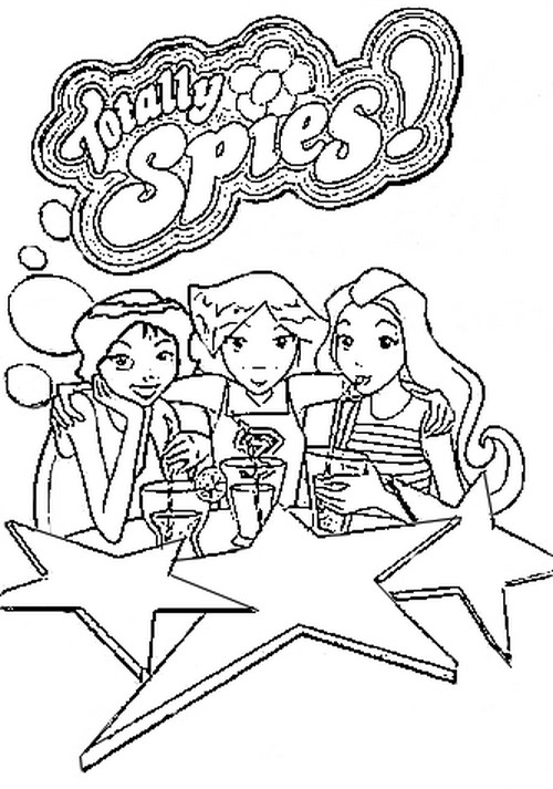 Coloriage de Sam, Clover et Alex en pleine action dans un décor urbain