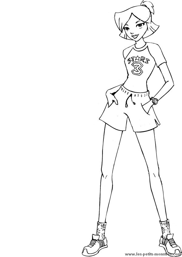 Coloriage de Totally Spies avec les héroïnes en pleine action