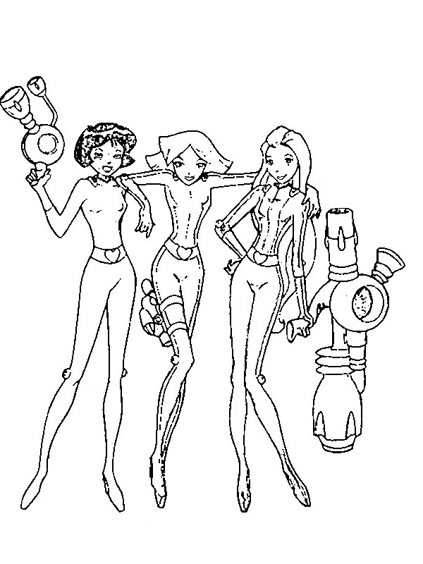 Coloriage de Sam, Clover et Alex en mission d'espionnage