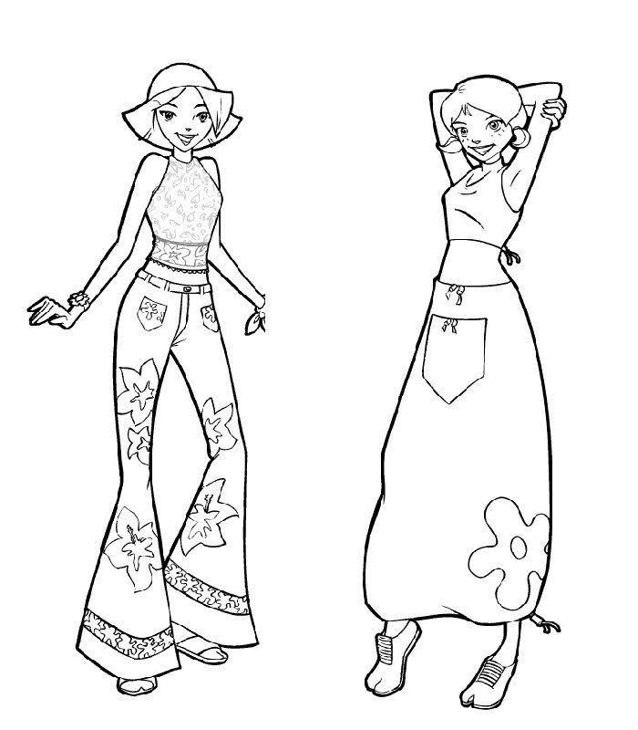Coloriage de Totally Spies en mission d'espionnage
