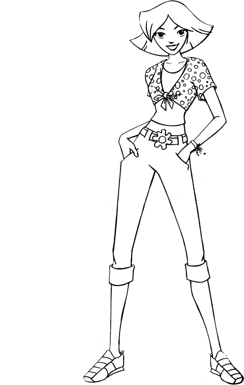 Coloriage de Totally Spies avec Sam, Clover et Alex en mission
