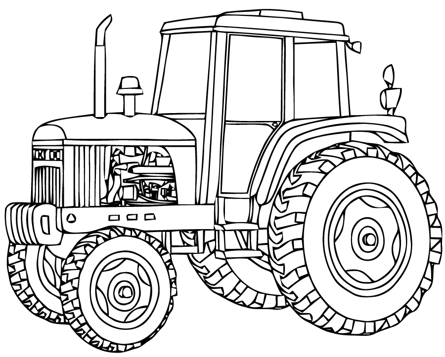 Coloriage d'un tracteur sur un champ verdoyant