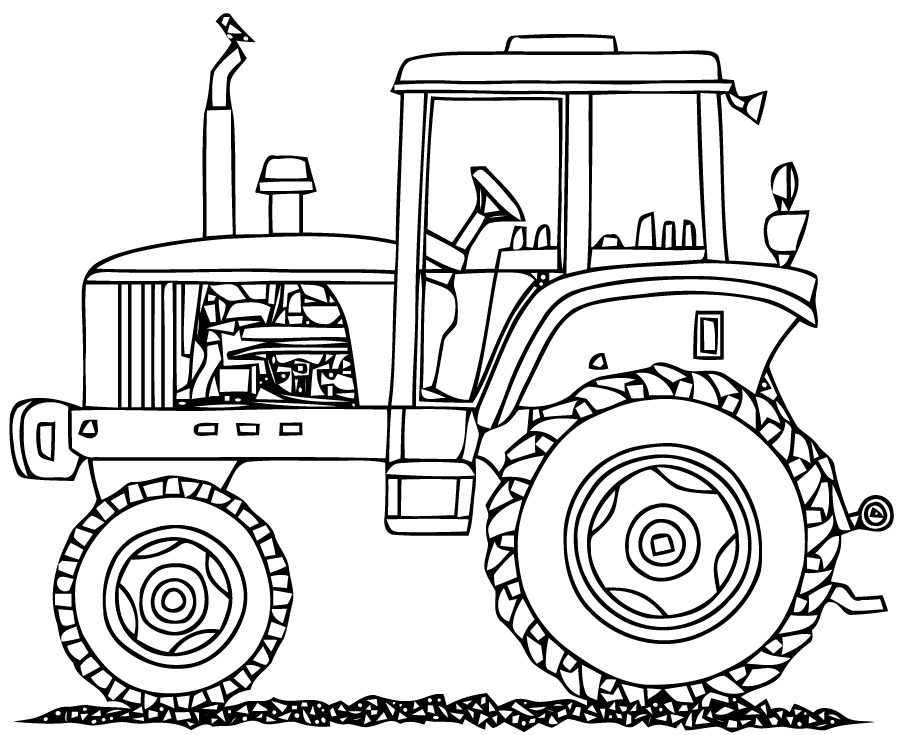 Coloriage d'un tracteur en pleine action sur un champ