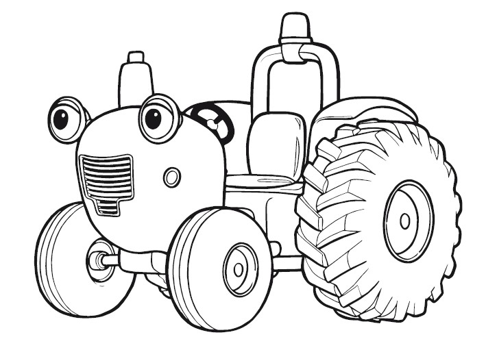 Coloriage d'un tracteur en action dans un champ