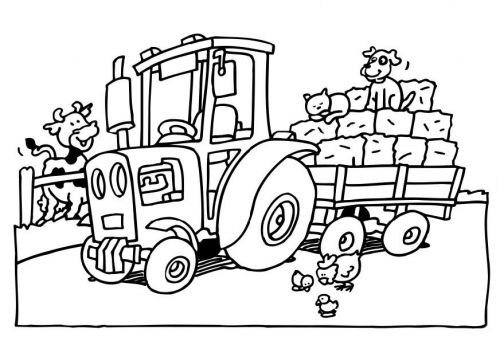 Coloriage d'un tracteur travaillant dans un champ