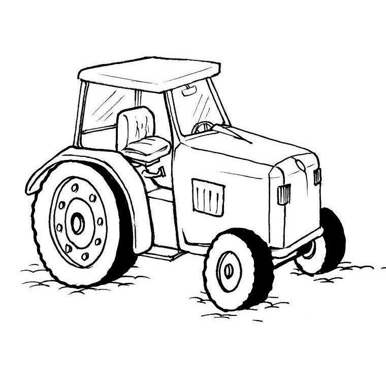 Coloriage d'un tracteur sur un terrain de campagne