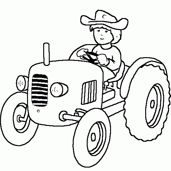 Coloriage d'un tracteur dans un champ verdoyant