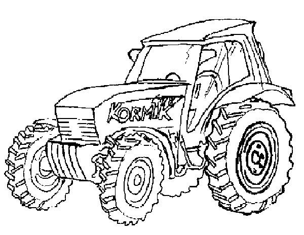 Coloriage d'un tracteur dans un champ verdoyant