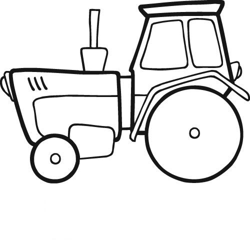 Coloriage d'un tracteur rouge dans un champ
