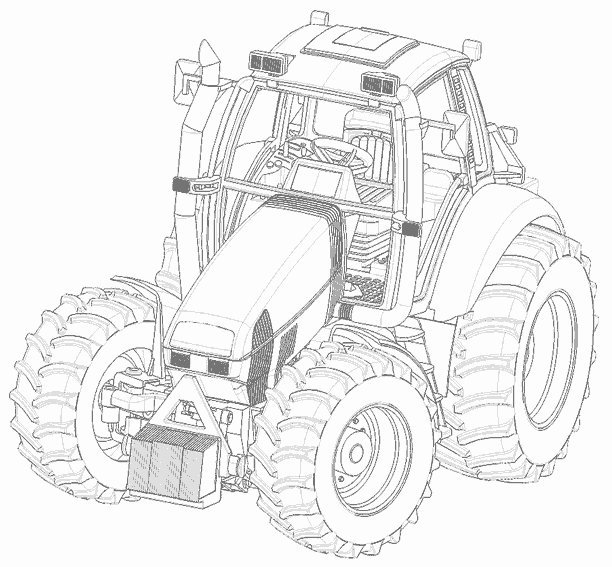Coloriage d'un tracteur dans un paysage de campagne