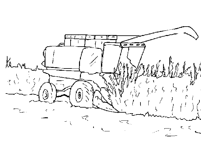 Coloriage d'un tracteur sur un chemin de campagne