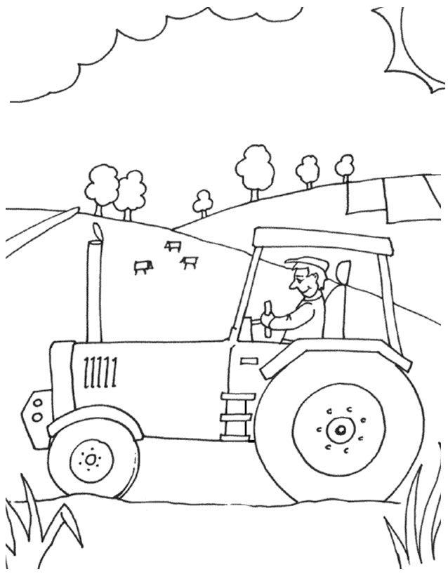 Un tracteur dans un champ sous un ciel dégagé