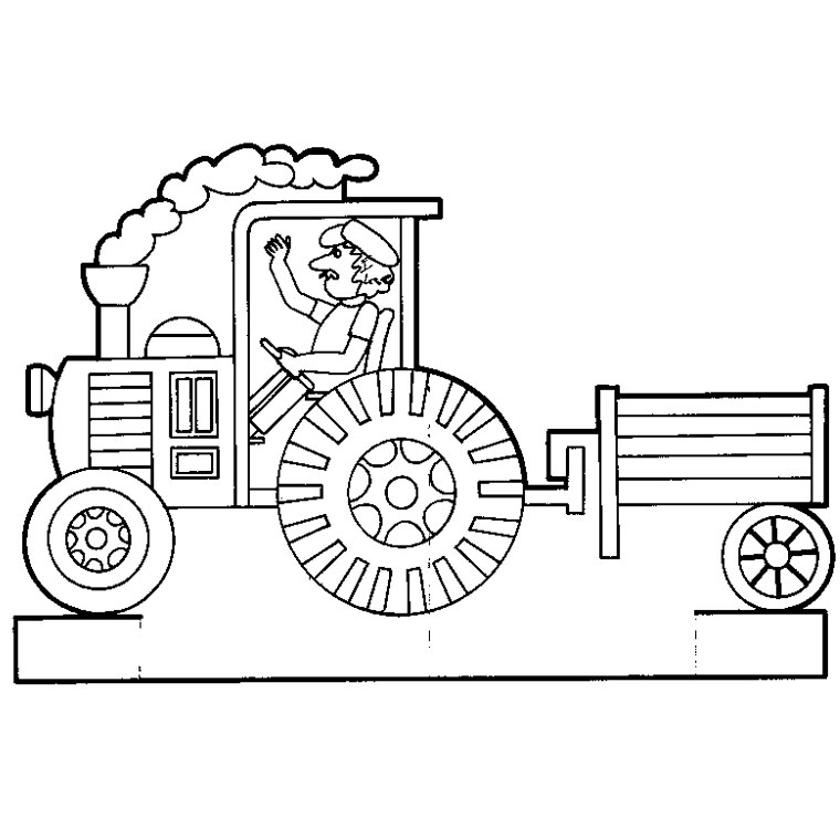 Coloriage d'un tracteur dans un champ verdoyant