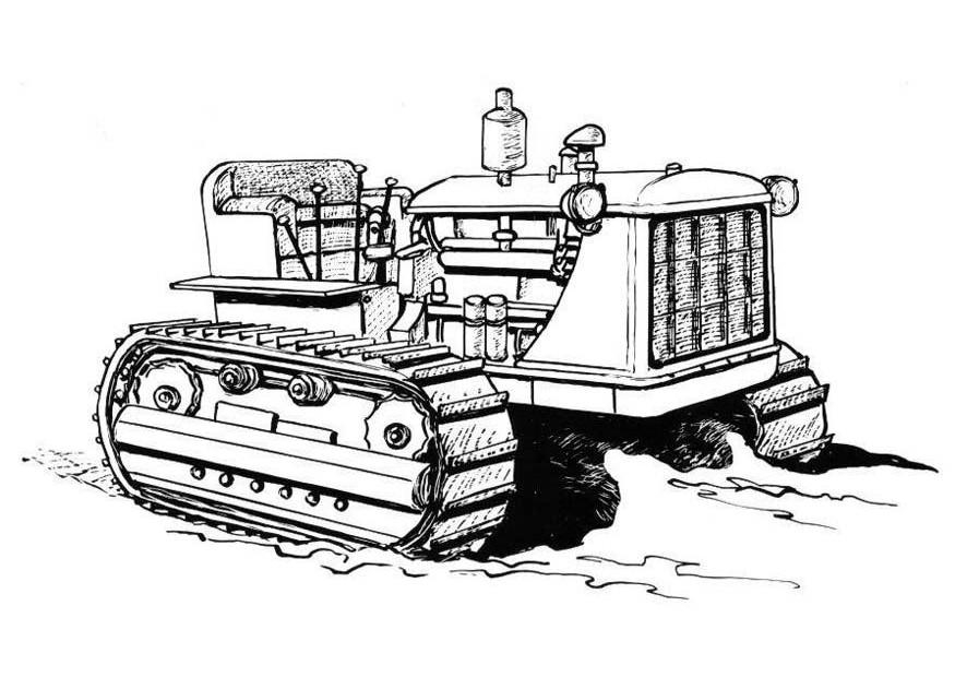 Coloriage d'un tracteur sur un champ verdoyant
