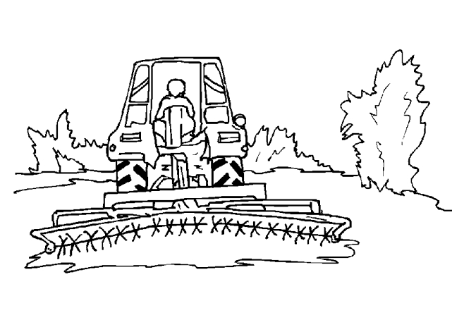 Coloriage d'un tracteur en pleine campagne avec un décor simple