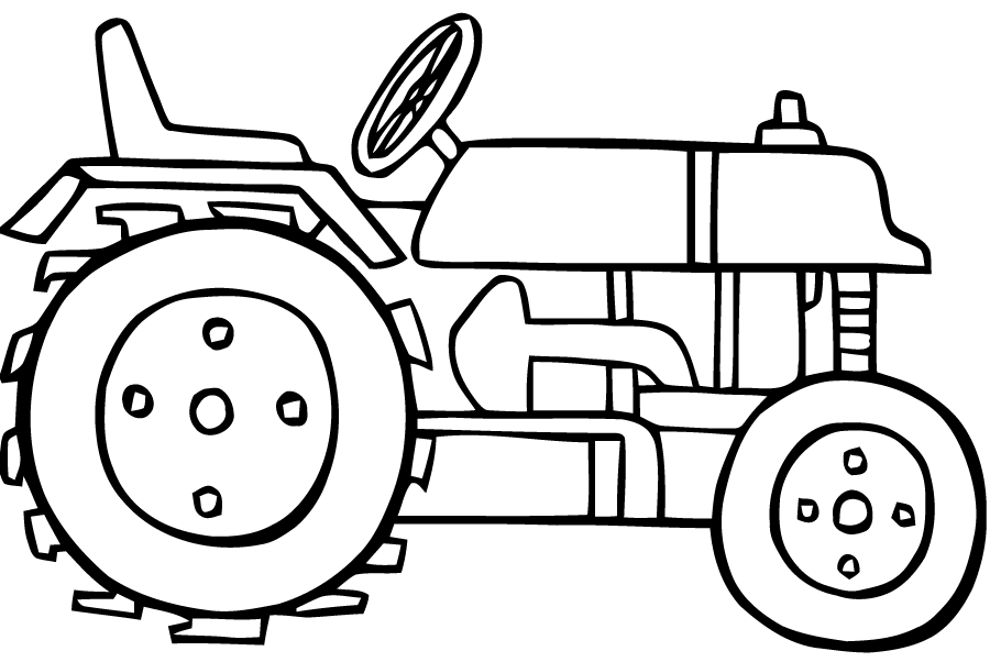 Coloriage d'un tracteur sur un champ avec un ciel dégagé