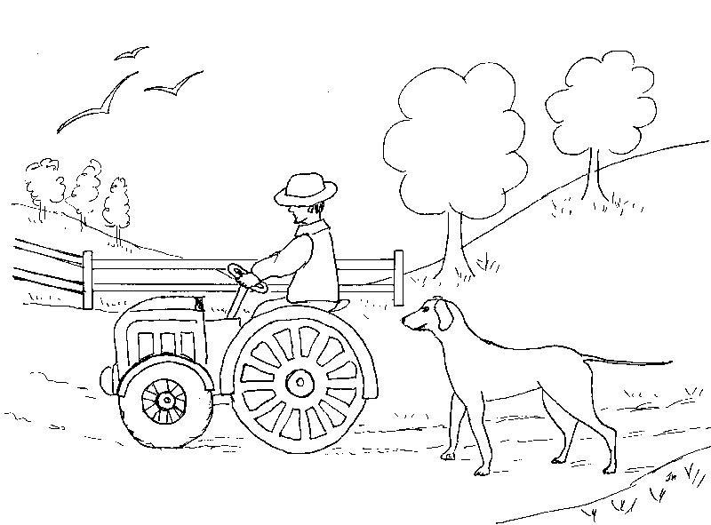 Coloriage d'un tracteur dans un champ verdoyant