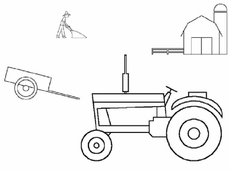 Coloriage d'un tracteur sur un champ avec un ciel dégagé Coloriage d'un tracteur sur un champ avec un ciel dégagé