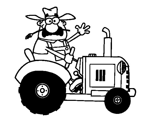 Coloriage d'un tracteur en pleine activité sur un champ