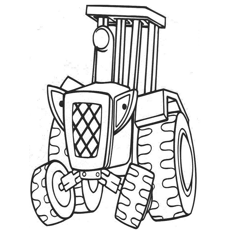Coloriage d'un tracteur en pleine activité sur un terrain de campagne