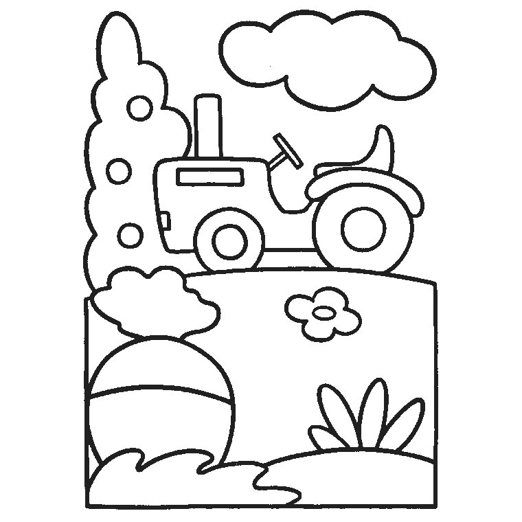 Coloriage d'un tracteur en plein champ avec des détails agricoles