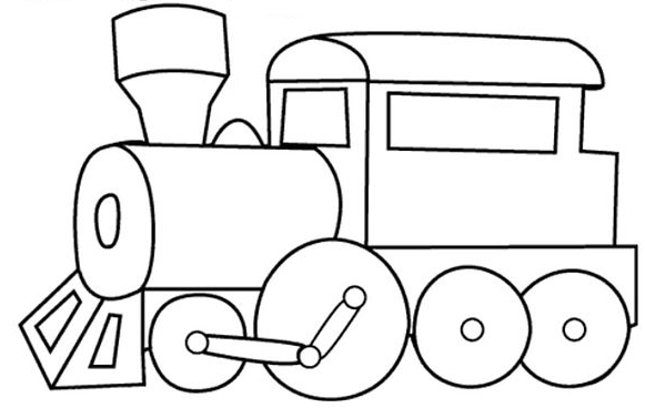 Coloriage d'une locomotive à vapeur traversant un paysage champêtre