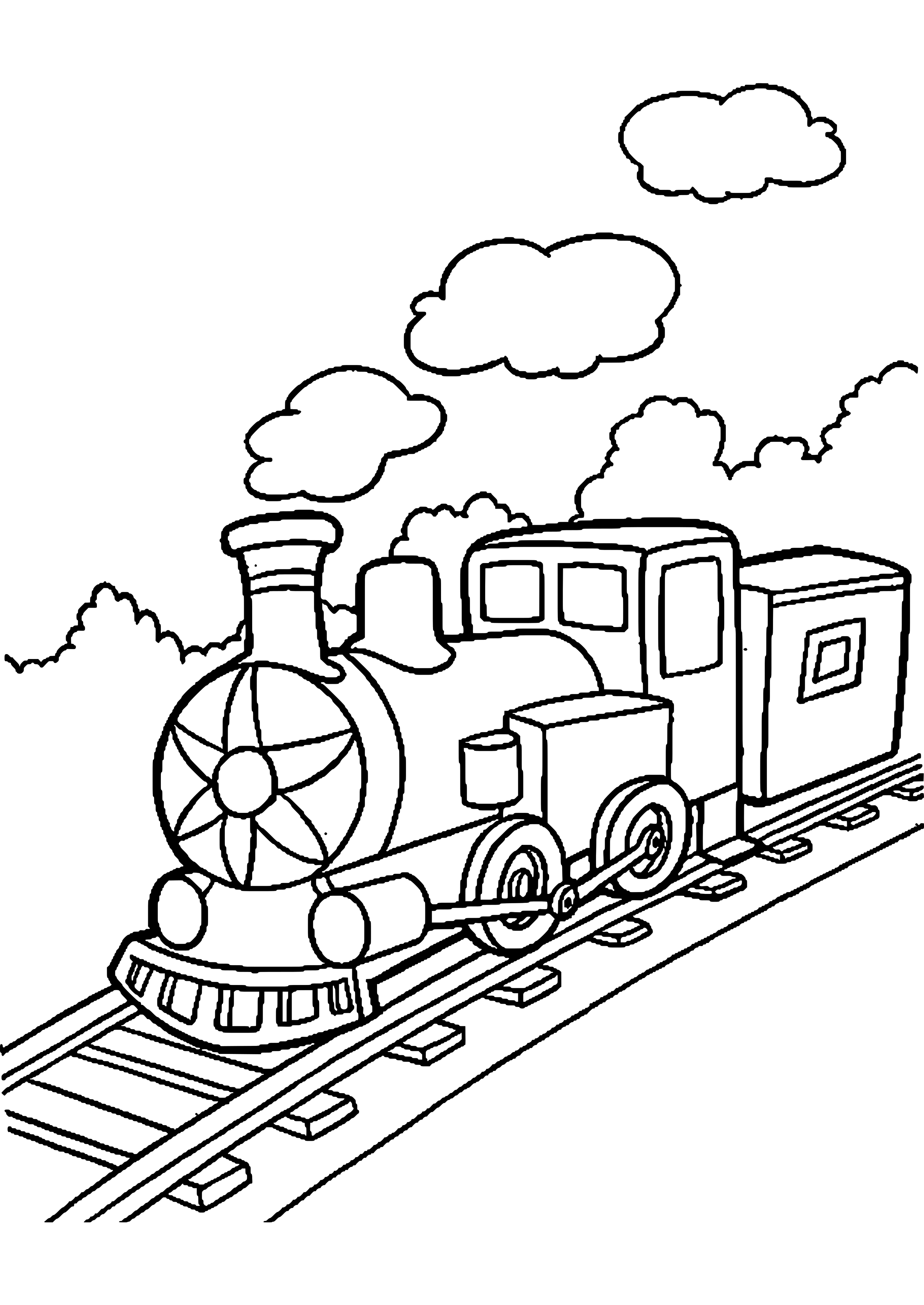 Coloriage d'une locomotive à vapeur avec des détails riches