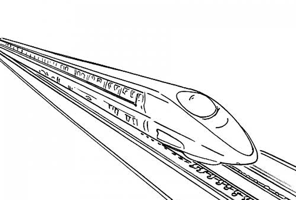 Coloriage d'une locomotive à vapeur sur des rails