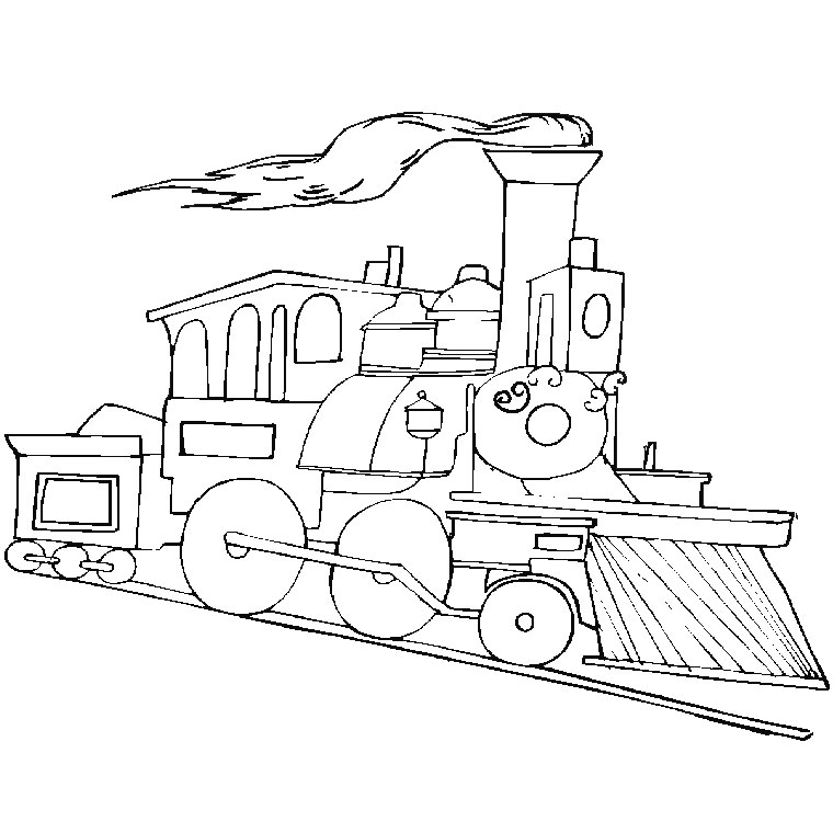Coloriage d'un train locomotive sur une voie ferrée