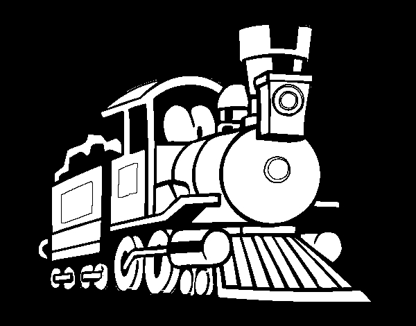 Coloriage d'un train locomotive en pleine nature