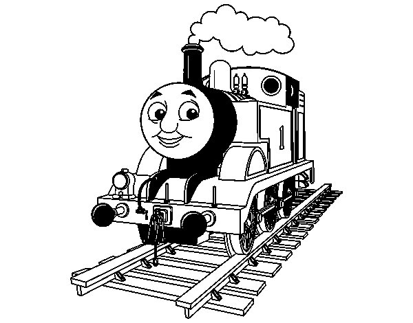 Coloriage d'une locomotive à vapeur sur des rails