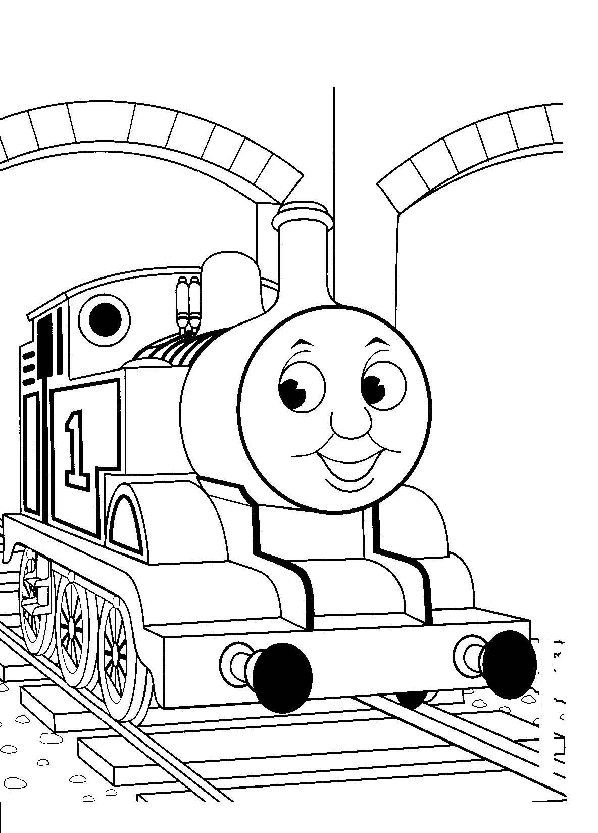 Coloriage d'une locomotive à vapeur sur des rails