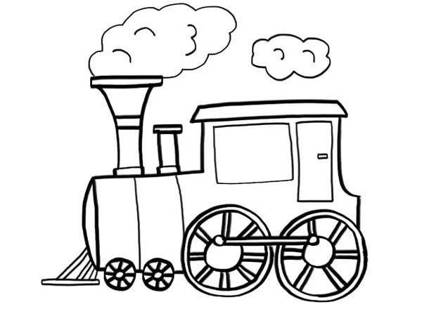 Coloriage d'une locomotive à vapeur sur des rails