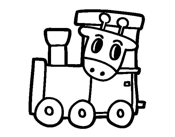Coloriage d'un train locomotive sur une voie ferrée