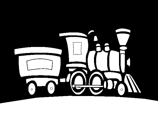 Coloriage d'une locomotive à vapeur sur des rails