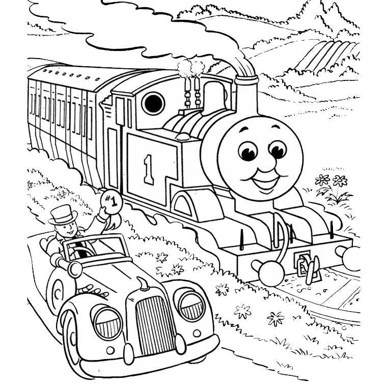 Coloriage d'une locomotive à vapeur sur des rails
