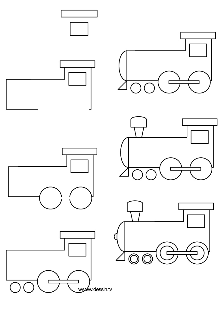Coloriage d'une locomotive à vapeur sur des rails