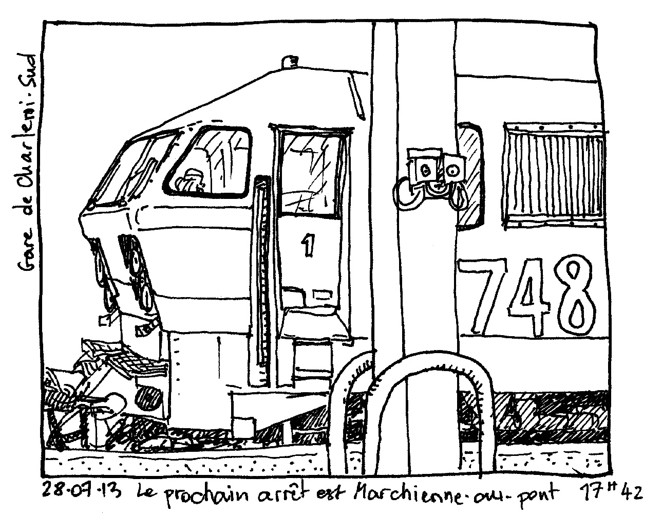Coloriage d'une locomotive à vapeur en pleine action