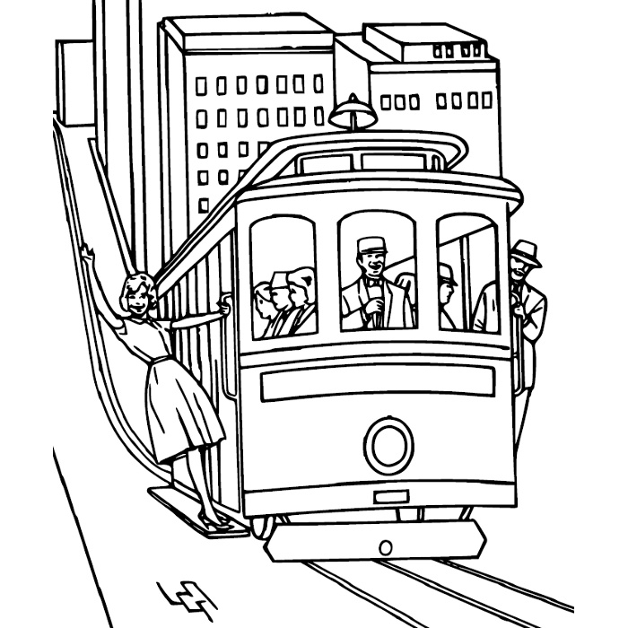 Coloriage d'une locomotive à vapeur sur des rails
