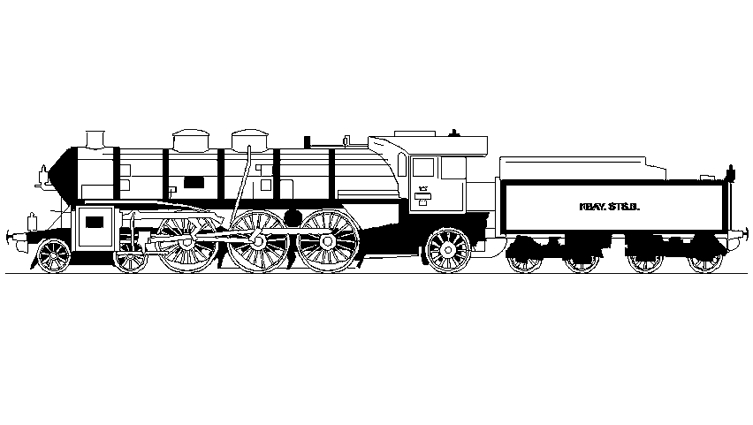 Coloriage d'une locomotive à vapeur en pleine marche