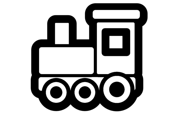 Coloriage d'une locomotive à vapeur traversant un paysage rural