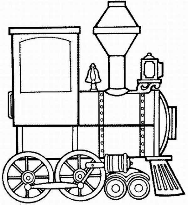 Coloriage d'une locomotive à vapeur sur des rails