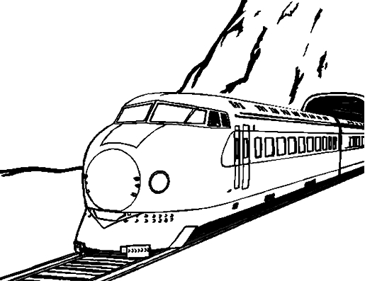 Coloriage d'une locomotive à vapeur en mouvement sur des rails
