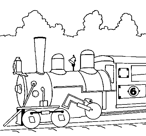 Coloriage d'une locomotive à vapeur sur des rails