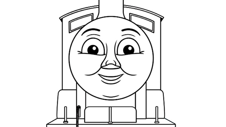 Coloriage d'un train locomotive sur des rails avec un paysage environnant