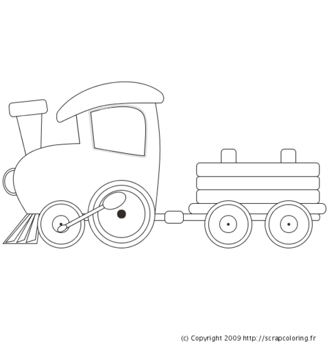 Coloriage d'une locomotive à vapeur sur un chemin de fer