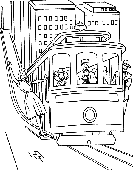 Coloriage d'un train locomotive en pleine action sur des rails