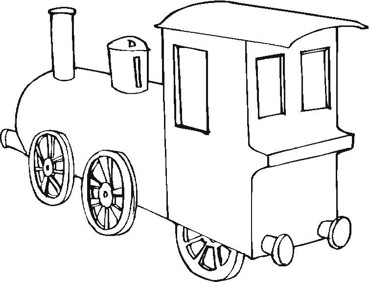 Coloriage d'un train locomotive traversant un paysage simple