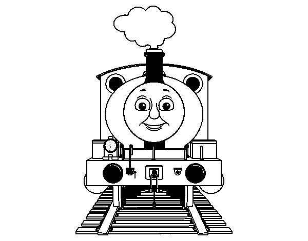 Coloriage d'un train locomotive en pleine vapeur sur des rails
